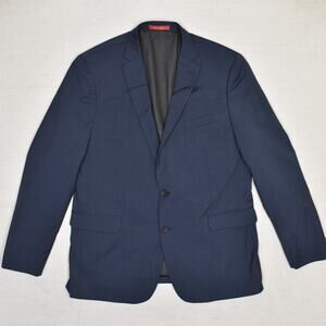 Kenneth Cole Men Two Button Sport Coat Jacket Wool Blue Size 46L Slim Awareness
